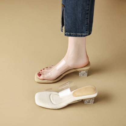 Renata | Women’s Orthopedic Transparent Block Heel Mule Sandals