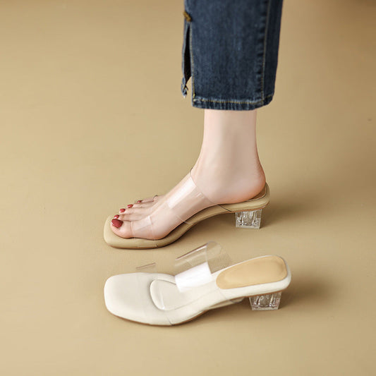 Renata | Women’s Orthopedic Transparent Block Heel Mule Sandals