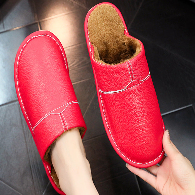 OrthoCare Non-Slip Winter Leather Slippers For Indoor Use