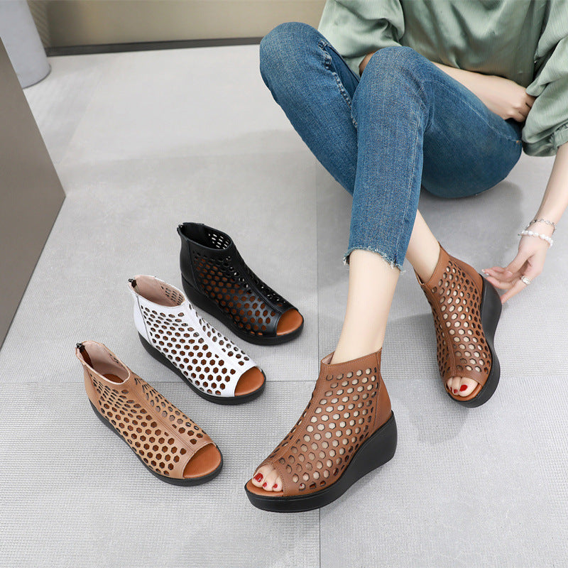 Alex | Orthopedic Women’s Perforated Peep-Toe Wedge Shoes