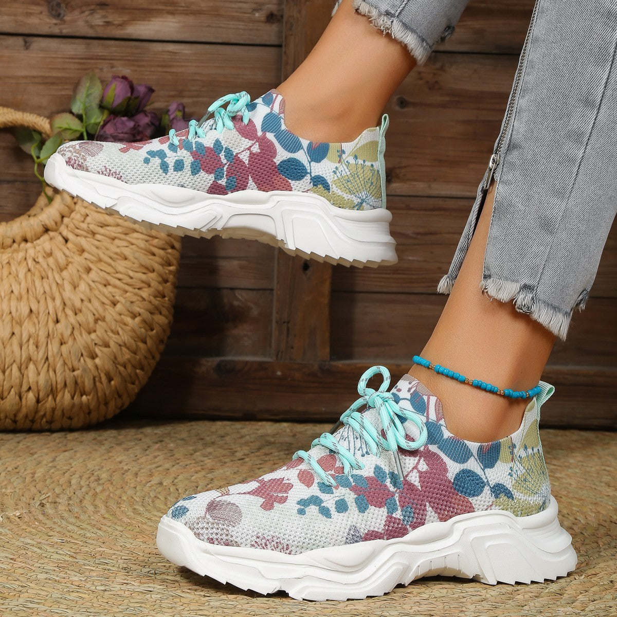 OrthoCare Women’s Tie-Dye Knit Sneakers – Lightweight Breathable Comfort Shoes