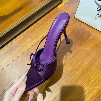 Aurette | Women’s Orthopedic Satin Bow Kitten Heel Sandals