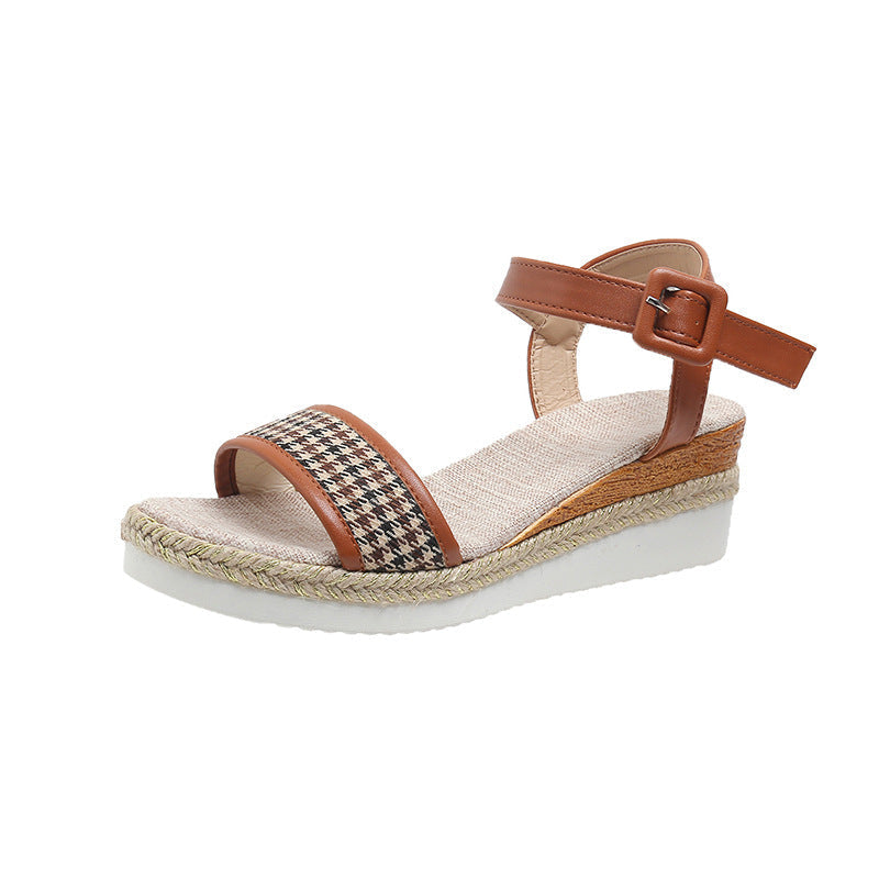 OrthoCare Houndstooth Print Sandals - Summer Elegance