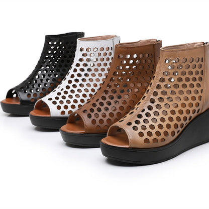 Alex | Orthopedic Women’s Perforated Peep-Toe Wedge Shoes