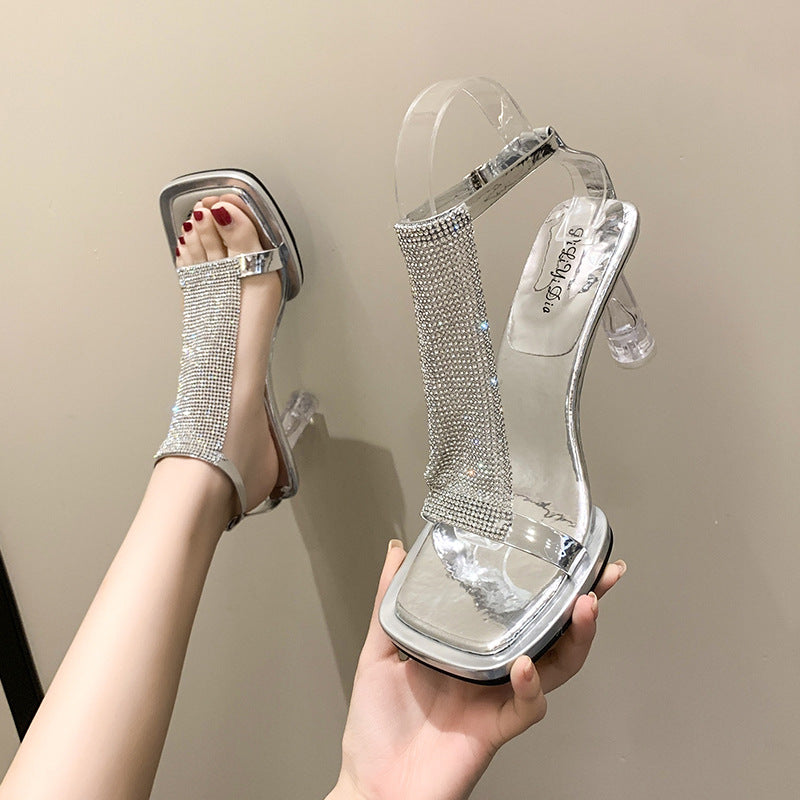 OrthoCare Transparent Ankle Strap Block Heel Sandals
