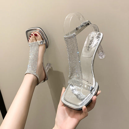 OrthoCare Transparent Ankle Strap Block Heel Sandals