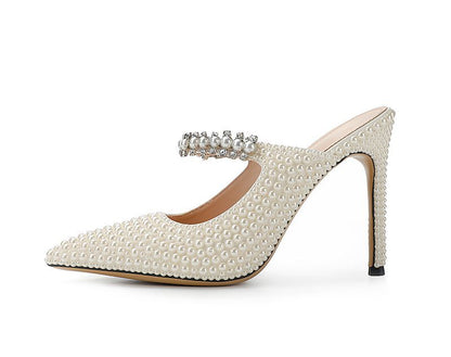 Evalisse | Women’s Orthopedic Rhinestone Pointed Toe Mule Heels