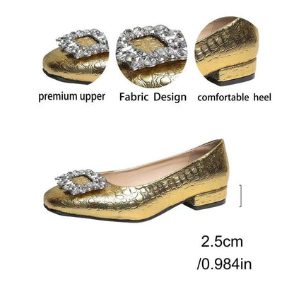 Endellion | Women’s Orthopedic Rhinestone Buckle Ballet Flats