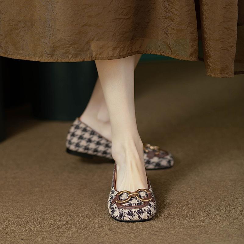 OrthoCare | Chain Detail Tweed Ballet Flats
