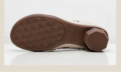 OrthoCare Women’s Vintage Cut-Out Heeled Mules – Breathable Comfort Slip-On Shoes