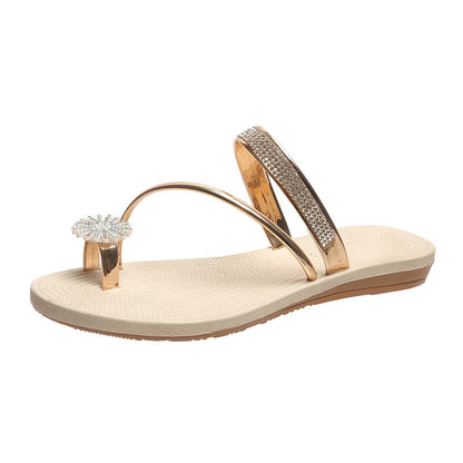 Havielle | Women’s Orthopedic Rhinestone Toe Ring Flat Sandals