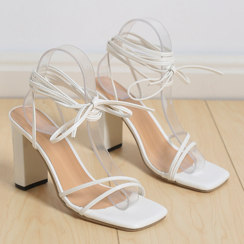 OrthoCare Unique Lace-Up Sandals With A Square Heel For Summer