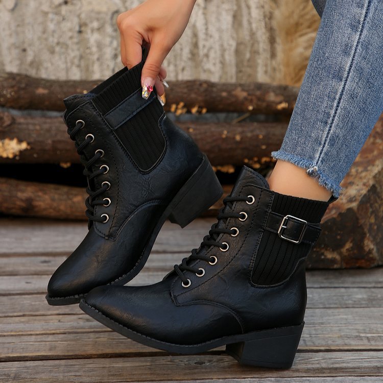 OrthoCare Wedge Ankle Boots - Lace Up Comfort