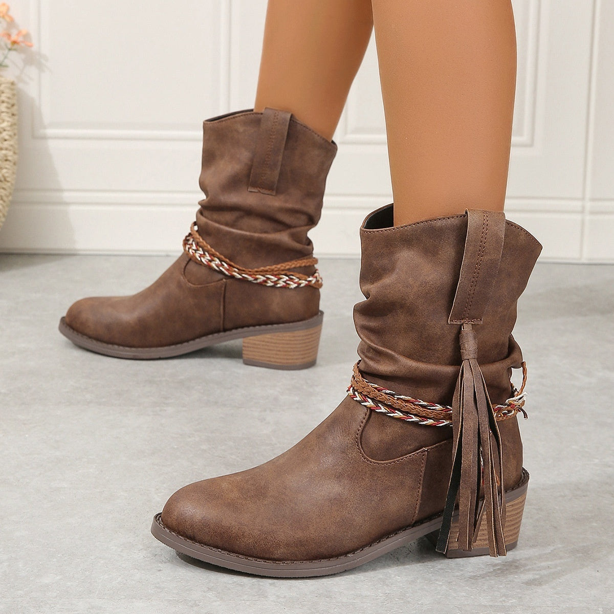 OrthoCare Pleated Tassel Boots - Ergonomic Comfort