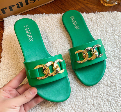 OrthoCare | Chain Detail Flat Slide Sandals