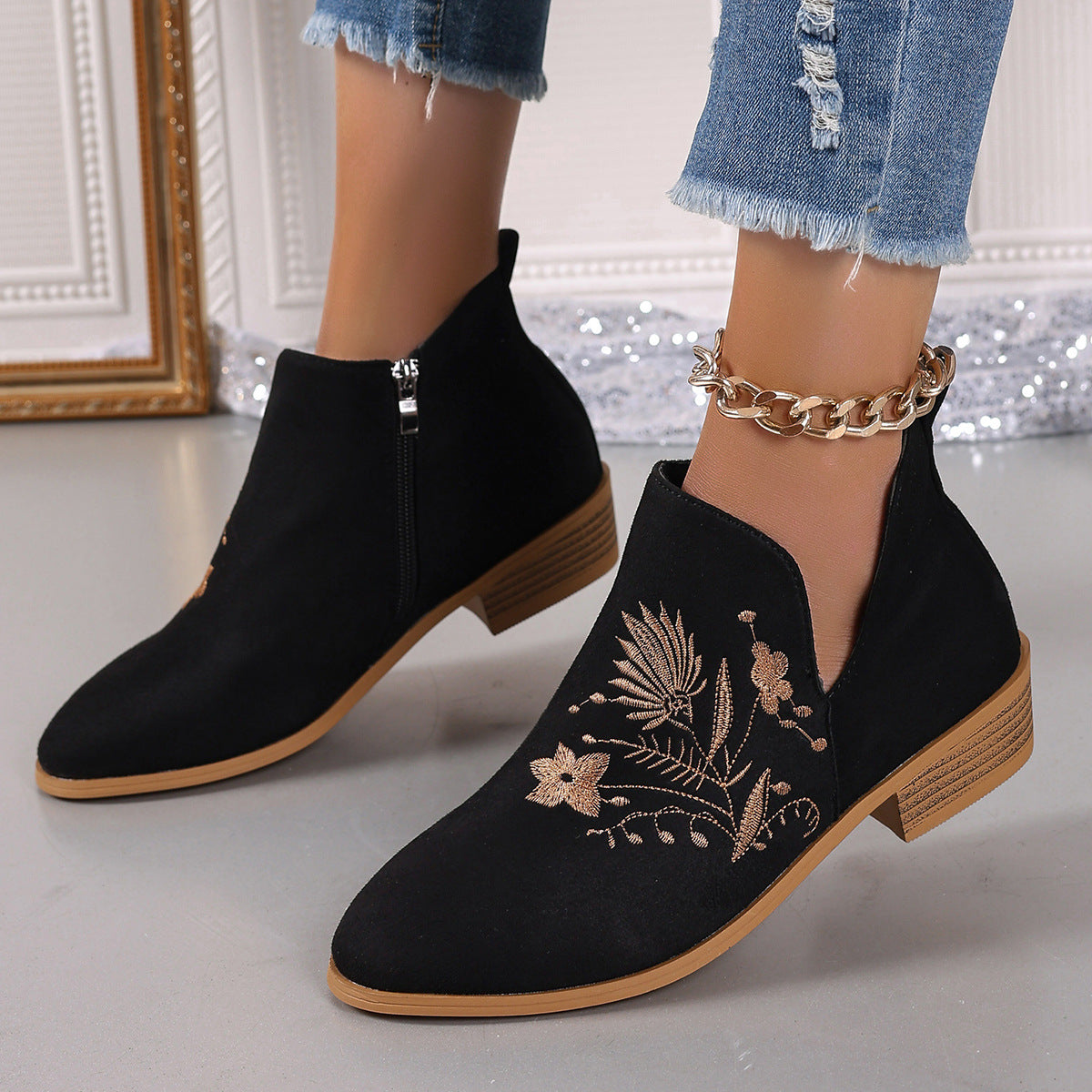 OrthoCare Printed Short Boots - Pointed Toe Comfort
