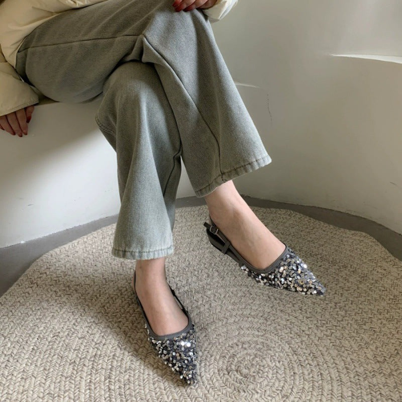 OrthoCare Silver Sequined Pumps - Unique French Style