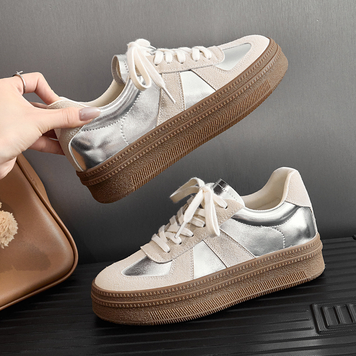 Leocadia | Women’s Orthopedic Metallic Platform Sneakers
