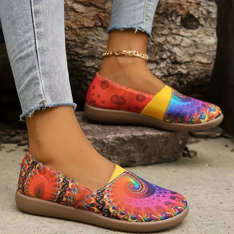 OrthoCare Women’s Printed Slip-On Flats – Lightweight Comfort Casual Shoes