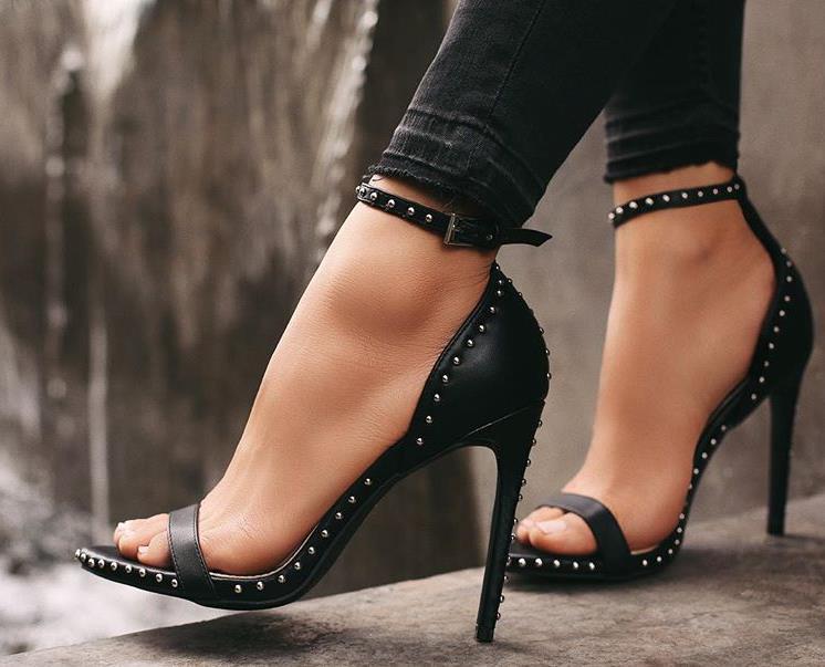 OrthoCare Riveted Stiletto Heel Sandals, Unique Elegance 