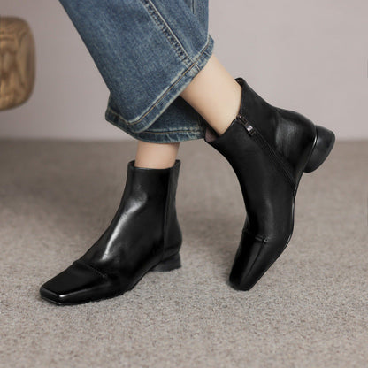 OrthoCare Cowhide Boots - Square Toe, Side Zipper