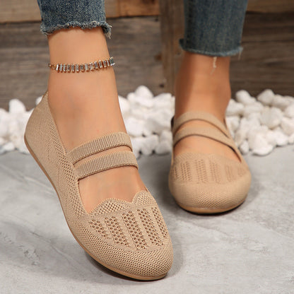 OrthoCare Women’s Knit Mary Jane Flats – Breathable Lightweight Comfort Shoes