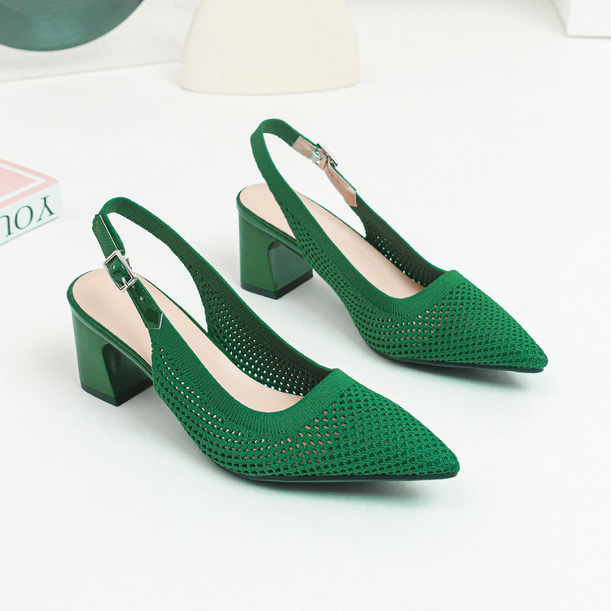 Pomeline | Women’s Orthopedic Woven Pointed Toe Slingback Heels