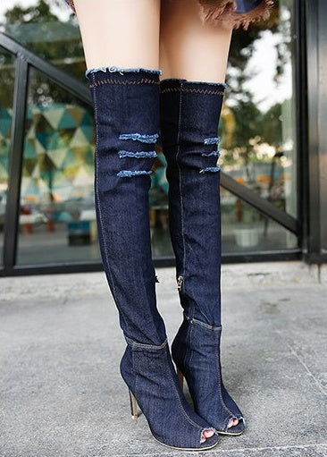 OrthoCare Unique Stretch Denim Boots - Fish Mouth Cow