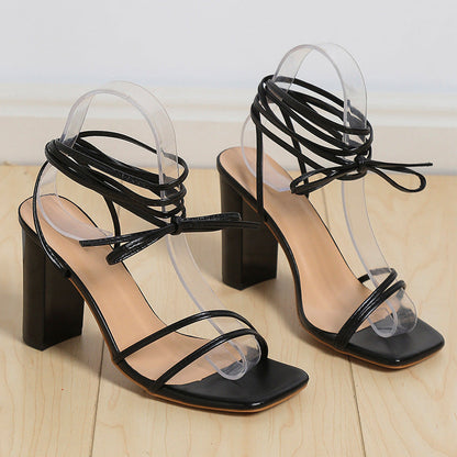 OrthoCare Unique Lace-Up Sandals With A Square Heel For Summer
