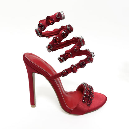 Ursella | Women’s Orthopedic Rhinestone Wraparound Stiletto Sandals