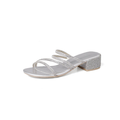 Yolanda | Women’s Orthopedic Rhinestone Block Heel Slide Sandals
