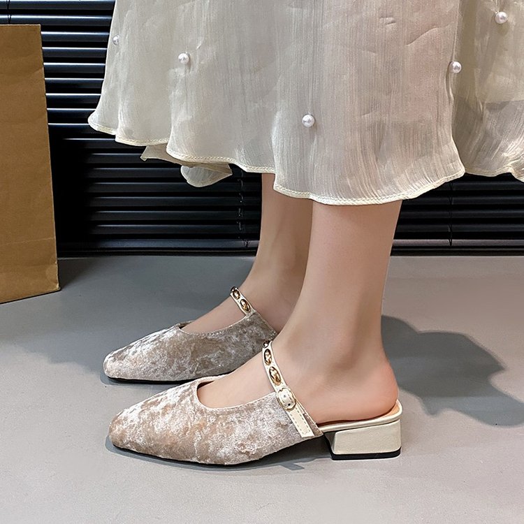 Cheska | Women’s Orthopedic Velvet Mary Jane Mule Heels
