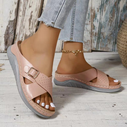 OrthoCare Woven Comfort Wedge Sandals
