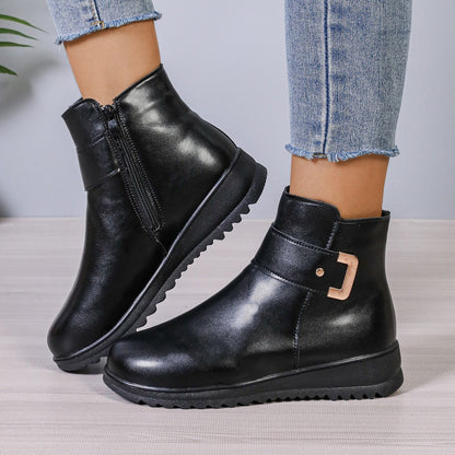OrthoCare Fleece Ankle Boots - Side Zipper, Non-Slip