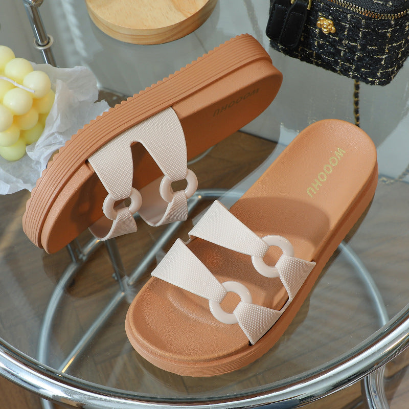 Nolani | Women’s Orthopedic Decorative Buckle Platform Slide Sandals