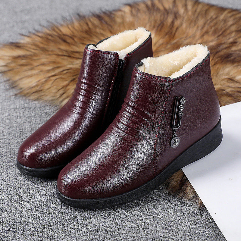 OrthoCare Fleece-Lined Leather Shoes - Flat Comfort