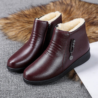 OrthoCare Fleece-Lined Leather Shoes - Flat Comfort