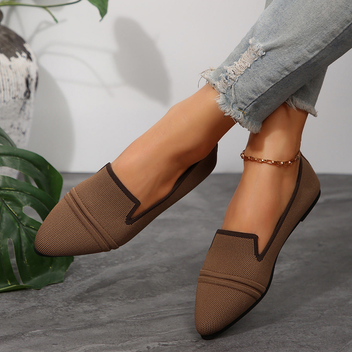Ilaria | Women’s Orthopedic Pointed Toe Knit Ballet Flats