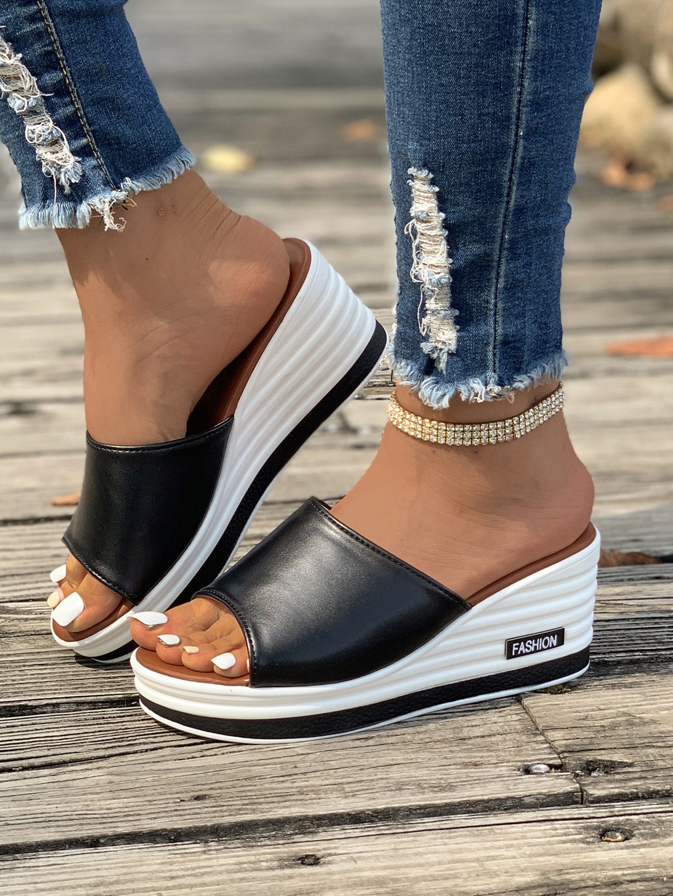 Heleneva | Women’s Orthopedic Platform Slide Wedge Sandals