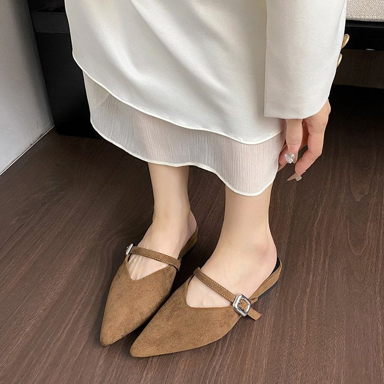 OrthoCare | Pointed Toe Buckle Strap Slingback Flats