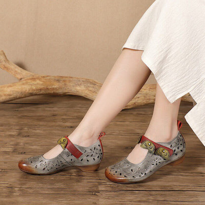OrthoCare Floral Cutout Flats – Vintage Handmade Comfort Shoes