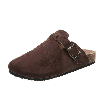 OrthoCare Women’s Suede Clog Sandals – Adjustable Buckle Comfort Slides