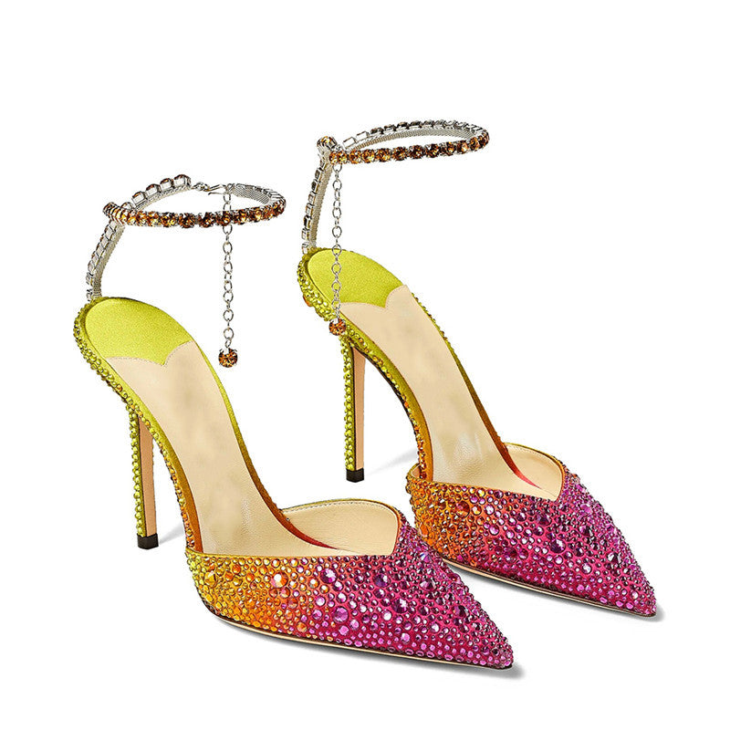 OrthoCare Simple Stiletto Heels With Colorful Rhinestones