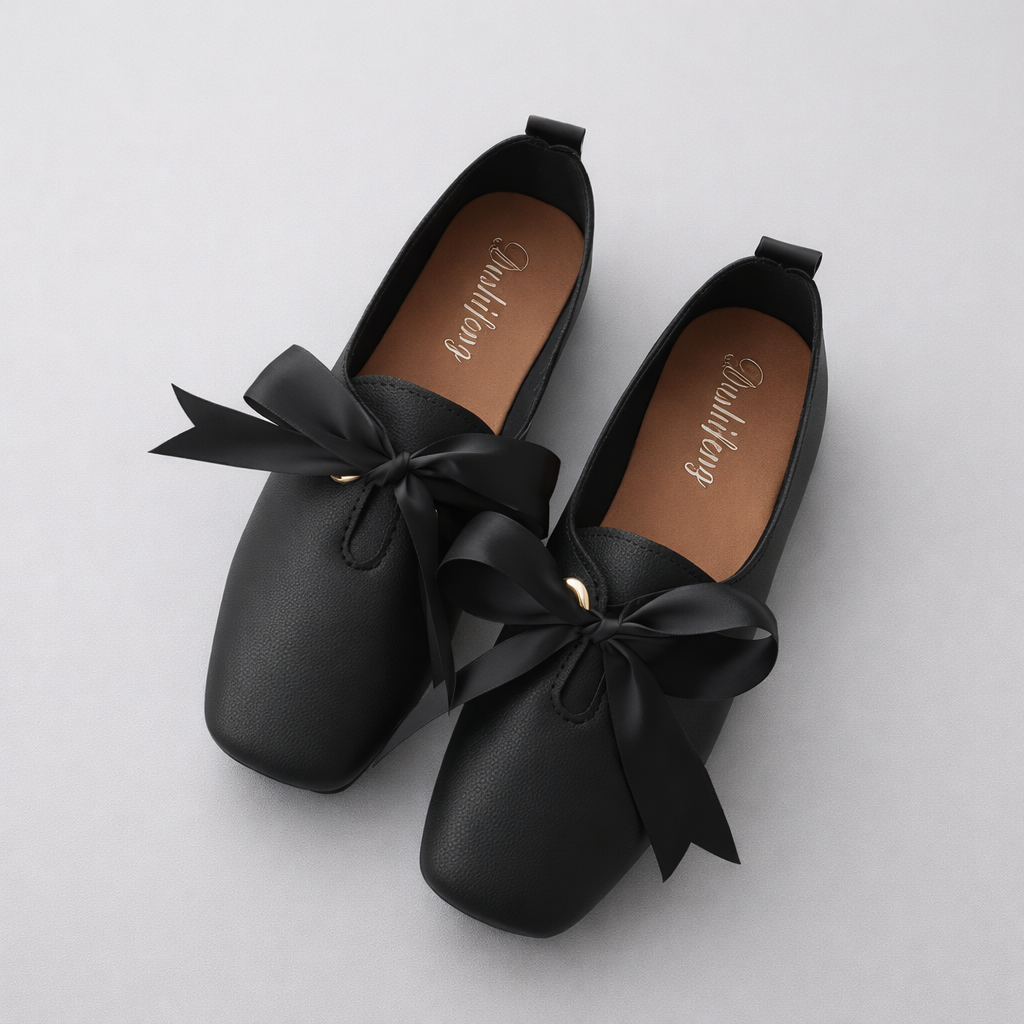 Orthopedic Bow Ballet Flats – Elegant Comfort Slip-On Lightweight Dress Shoes