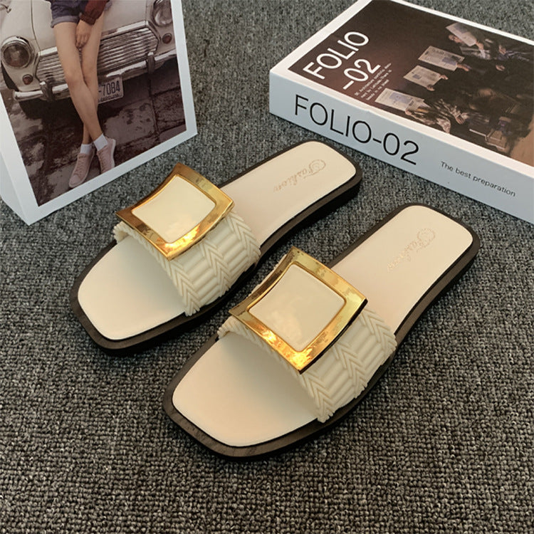 Lazelle | Women’s Orthopedic Square Buckle Slide Sandals