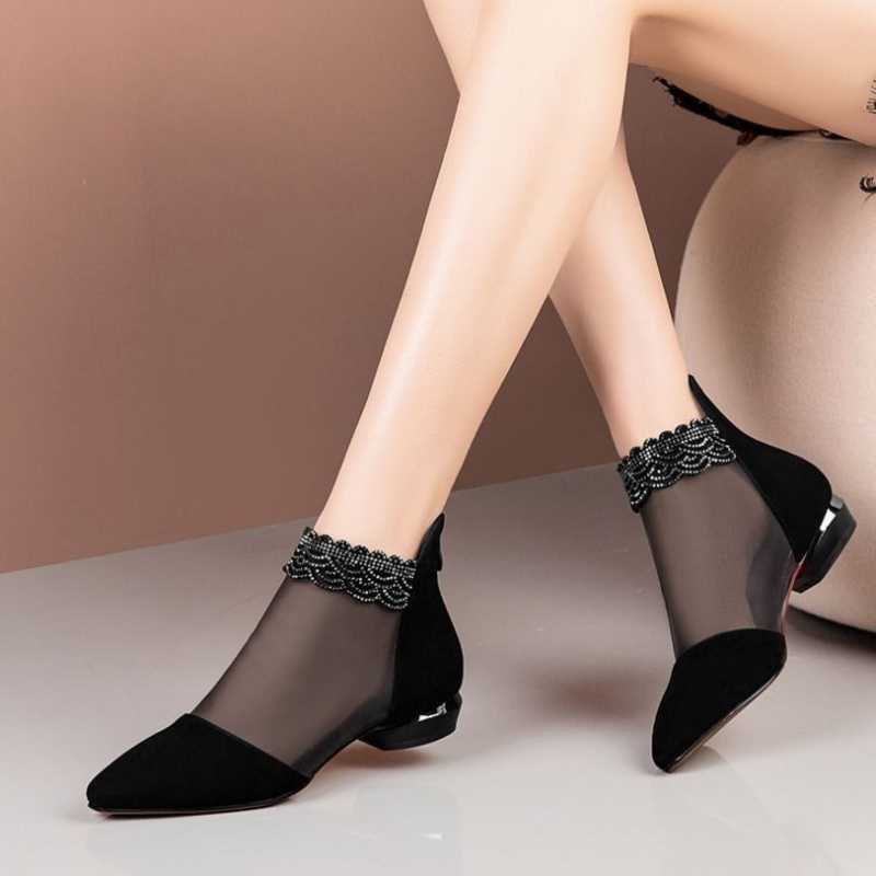 Zinnara | Women’s Orthopedic Mesh Pointed Toe Low Heel Pumps
