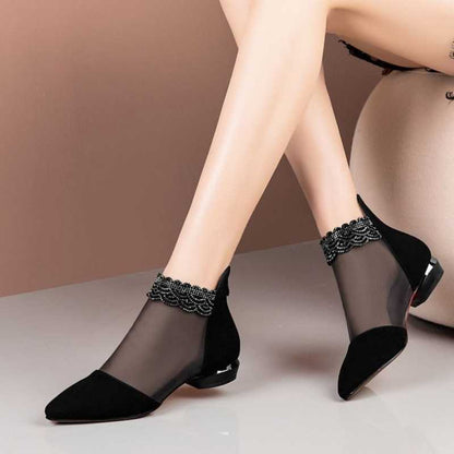 Zinnara | Women’s Orthopedic Mesh Pointed Toe Low Heel Pumps