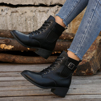 OrthoCare Wedge Ankle Boots - Lace Up Comfort