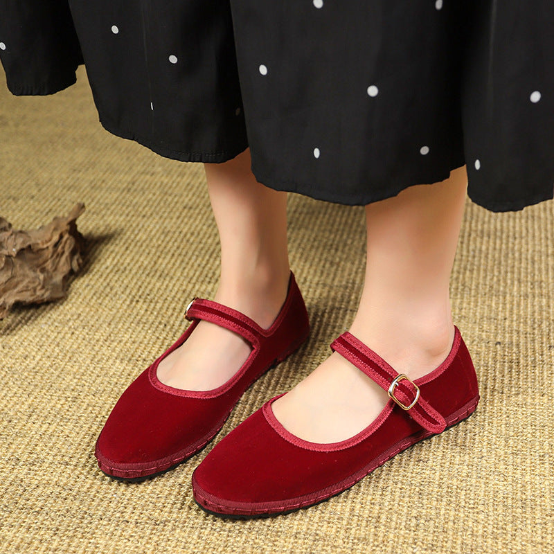 Mazelle | Women’s Orthopedic Velvet Mary Jane Flats