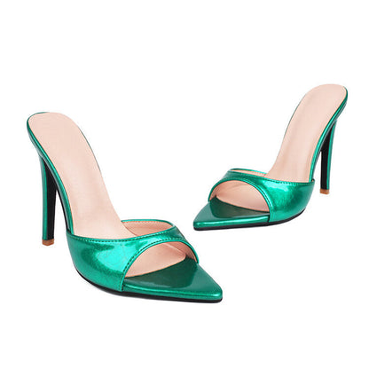 OrthoCare Textured Pointed-Toe Open-Toe High Heels - Unique Elegance